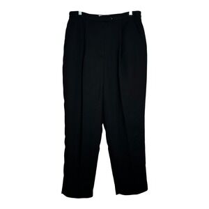 Dressbarn Woman Black Pleated Elastic Waist Pants Size 14W Wide Leg Lined